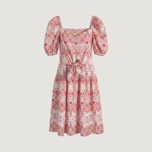 Her Bottari 2 Piece Skirt Set Womens Large Pink Red Paisley Puff Sleeve Boho